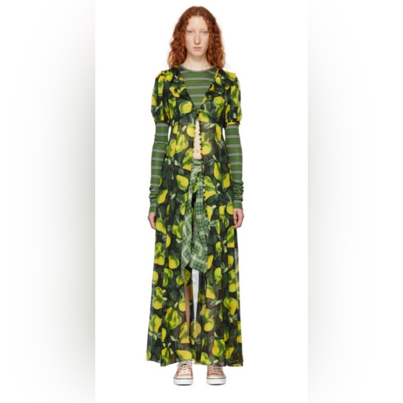 NWT Marc Jacobs Redux Grunge Collection Printed Maxi Dress Black/Yellow - Picture 8 of 11